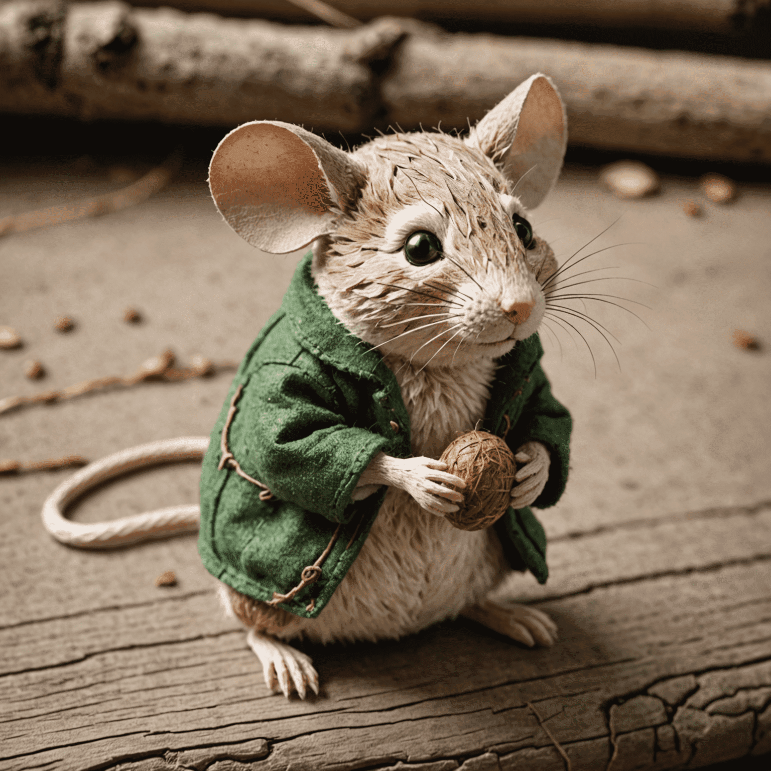 Ratón de juguete eco-amigable hecho de materiales naturales